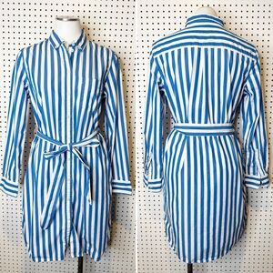 GAP | Blue and‎ White Striped Long Sleeve Shirt Dress w/ Removable Belt Sz. M